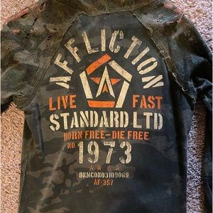 Affliction brand.women pullover hoodiecamo. RARE. Purchased from Buckle 18yr ago